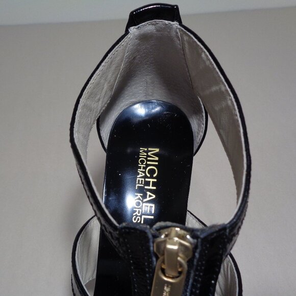 Michael Kors Size 6.5 M / Black / Leather / Heeled Sandals Women's Shoes - Picture 15 of 16